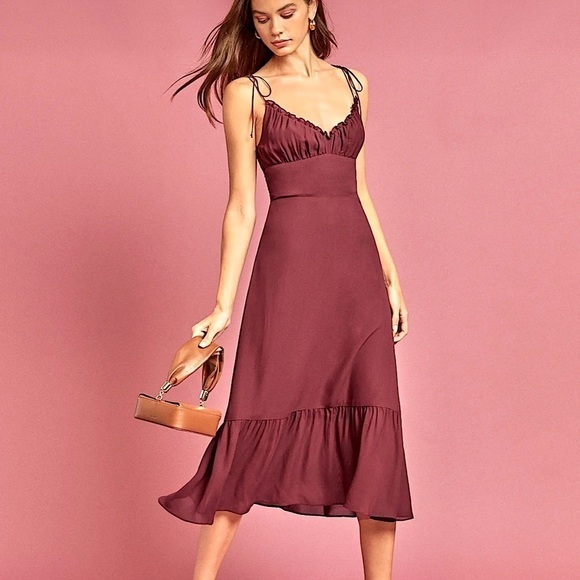 NWT REFORMATION Embry midi dress in Plum womens size 12 - Picture 2 of 10